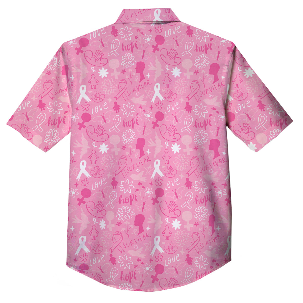 Breast Cancer Cute Pink Print Pattern Cute Button Up Shirt-grizzshop