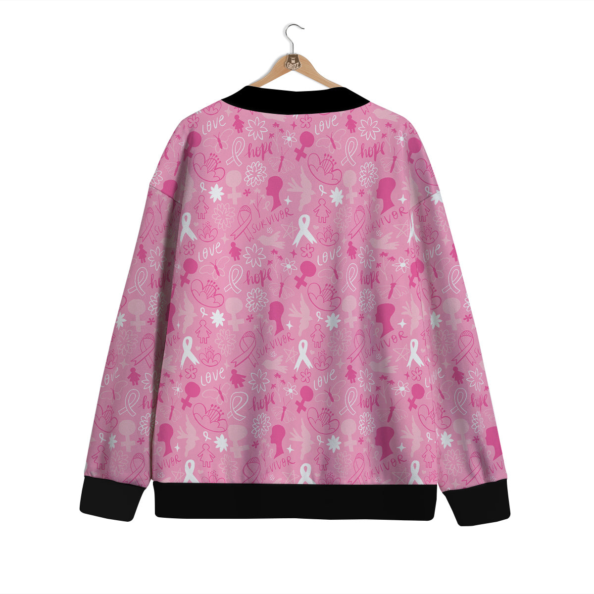 Breast Cancer Cute Pink Print Pattern Cute Cardigan-grizzshop