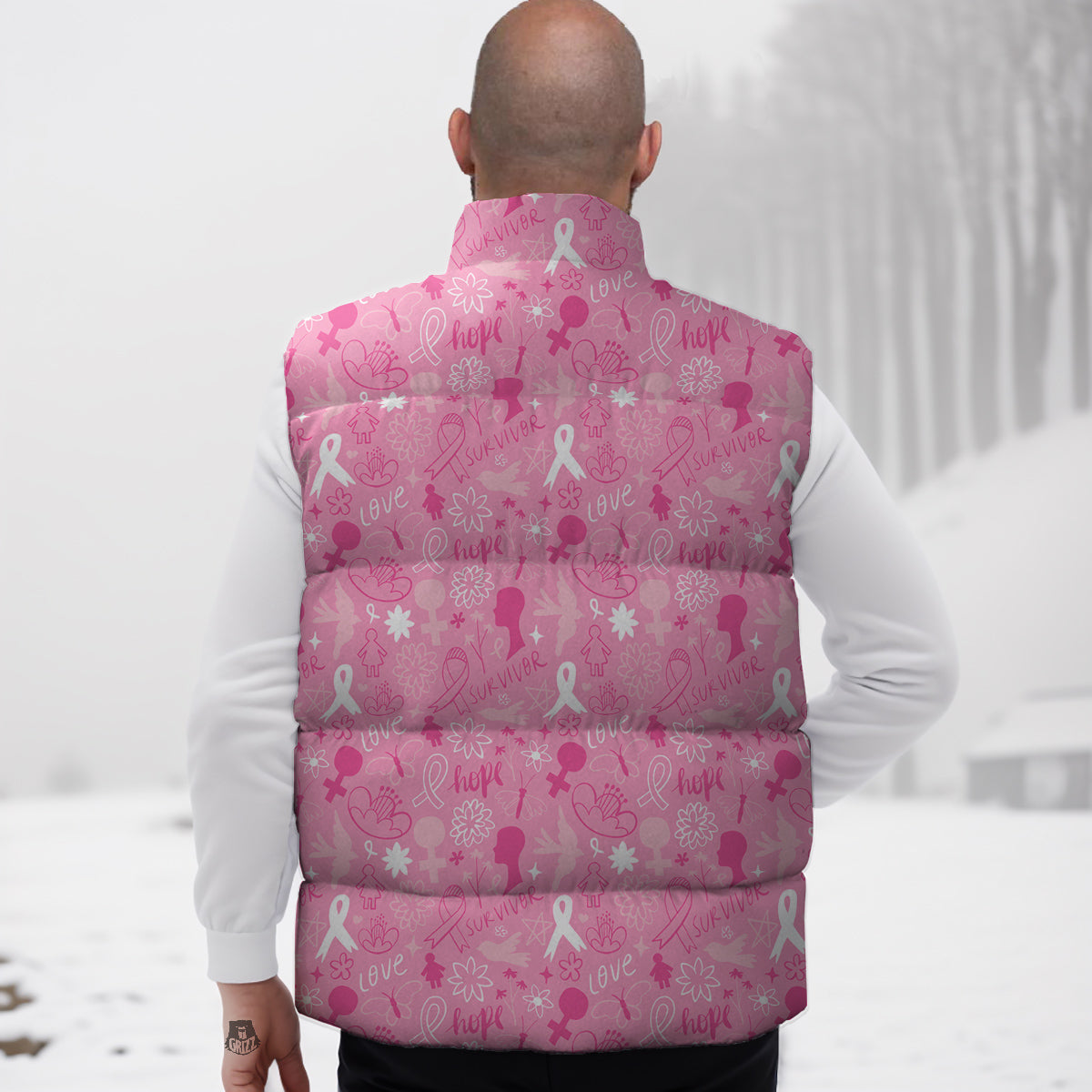 Breast Cancer Cute Pink Print Pattern Cute Down Vest