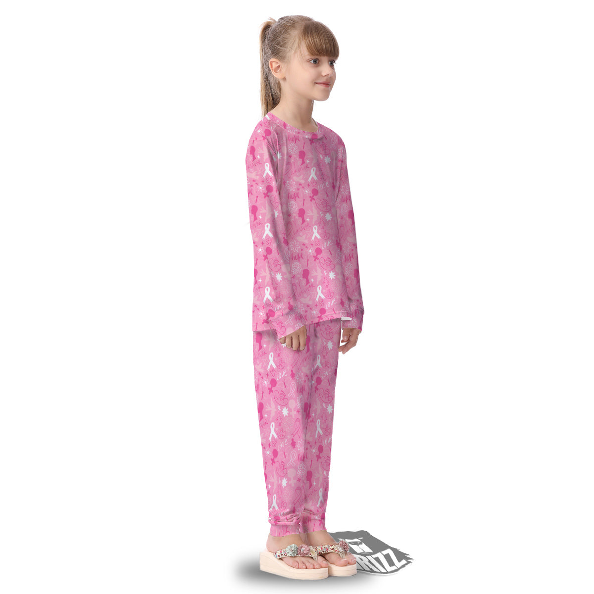 Breast Cancer Cute Pink Print Pattern Cute Kid's Pajamas-grizzshop