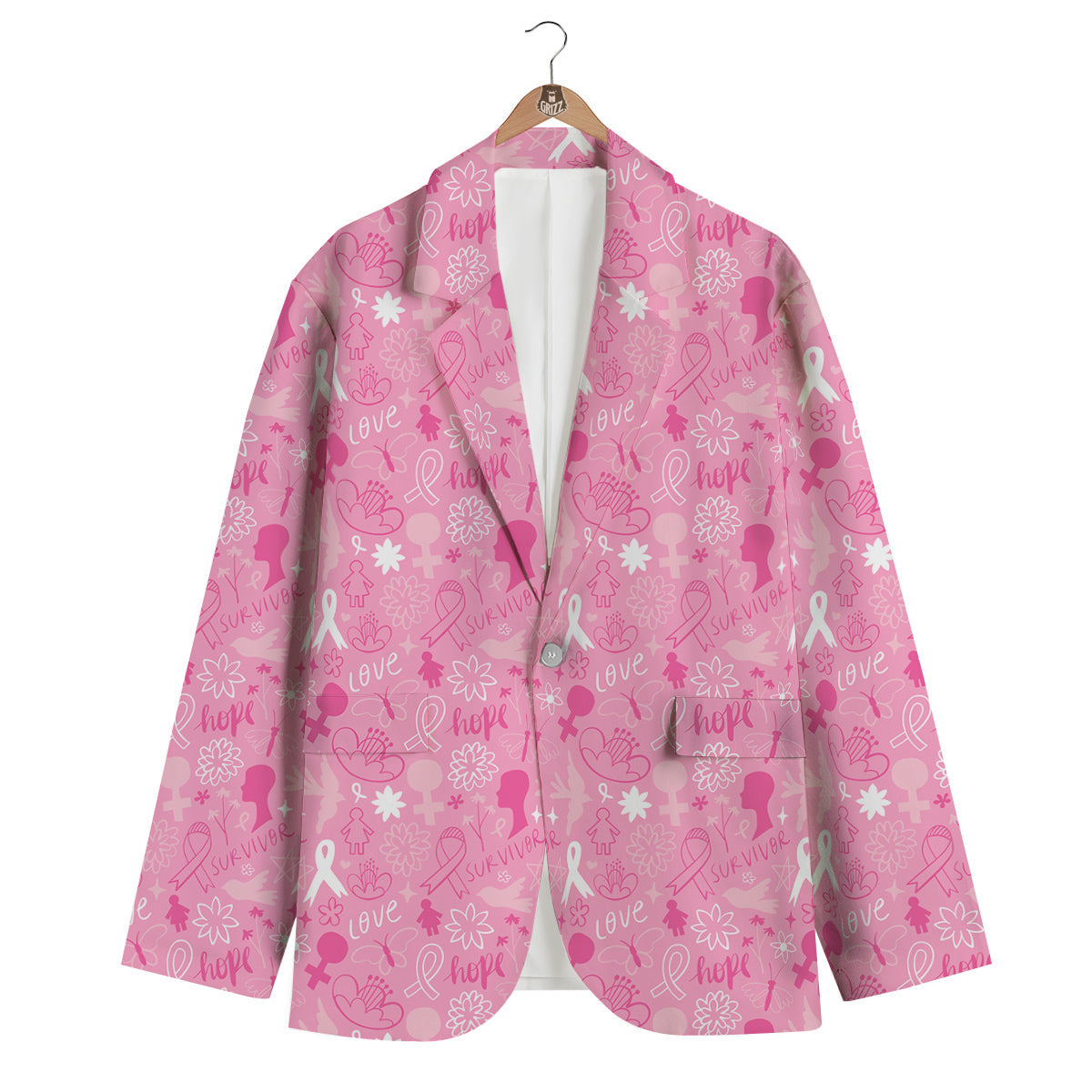 Breast Cancer Cute Pink Print Pattern Cute Men's Blazer-grizzshop