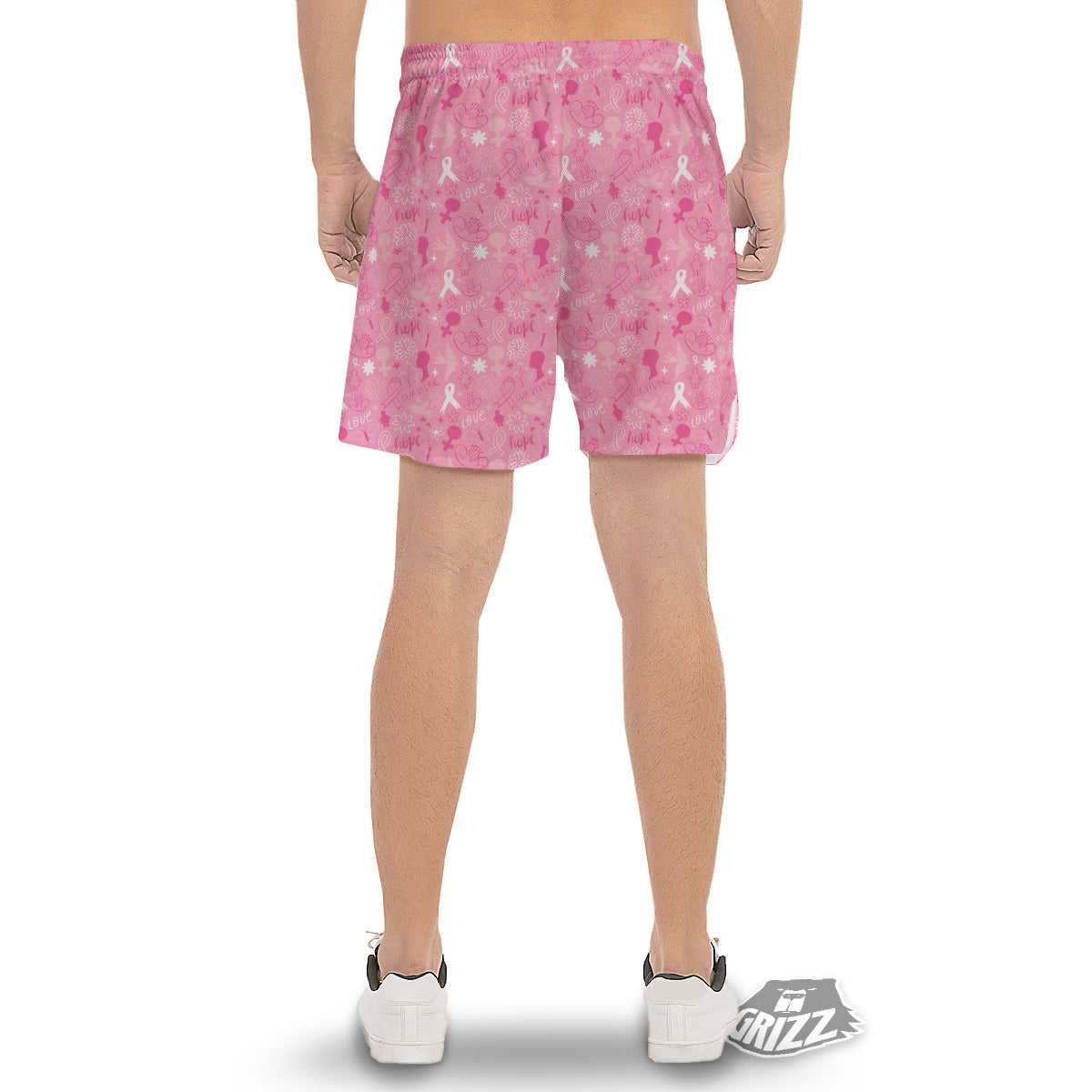 Breast Cancer Cute Pink Print Pattern Cute Men's Gym Shorts-grizzshop