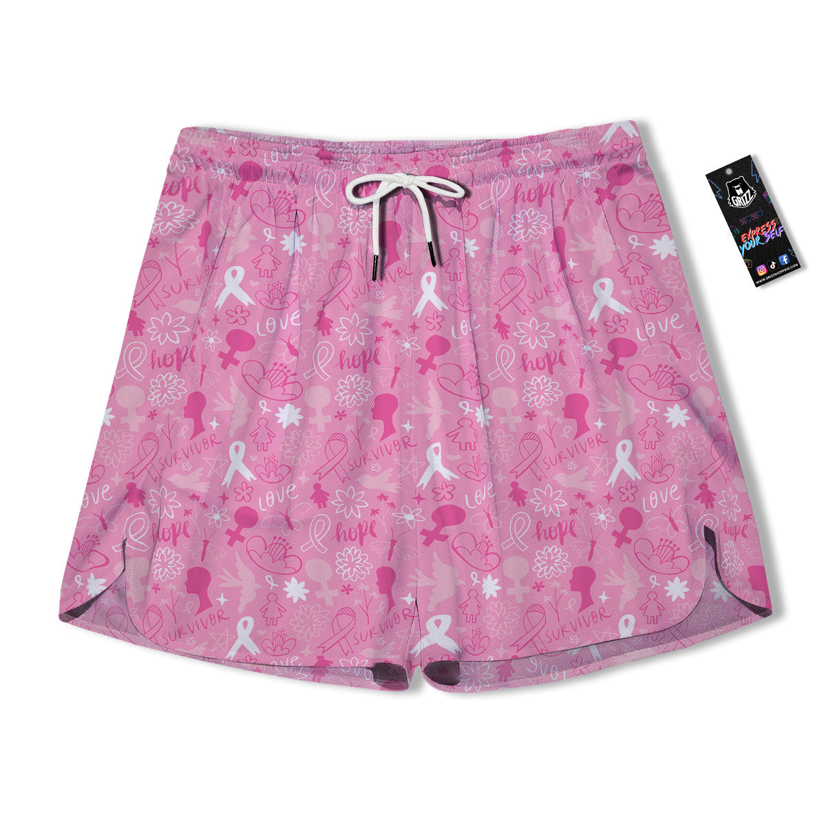Breast Cancer Cute Pink Print Pattern Cute Men's Running Shorts-grizzshop