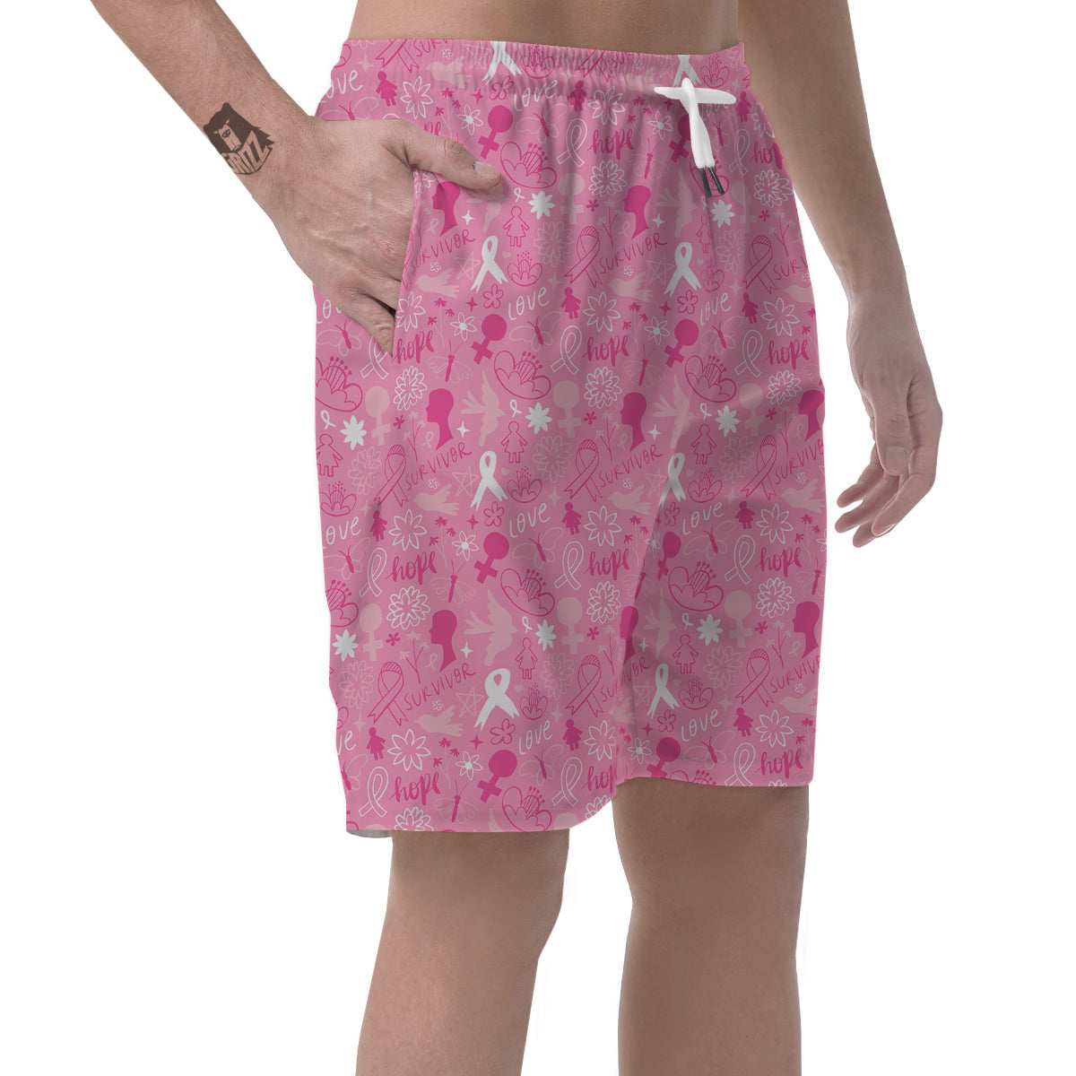 Breast Cancer Cute Pink Print Pattern Cute Men's Shorts-grizzshop