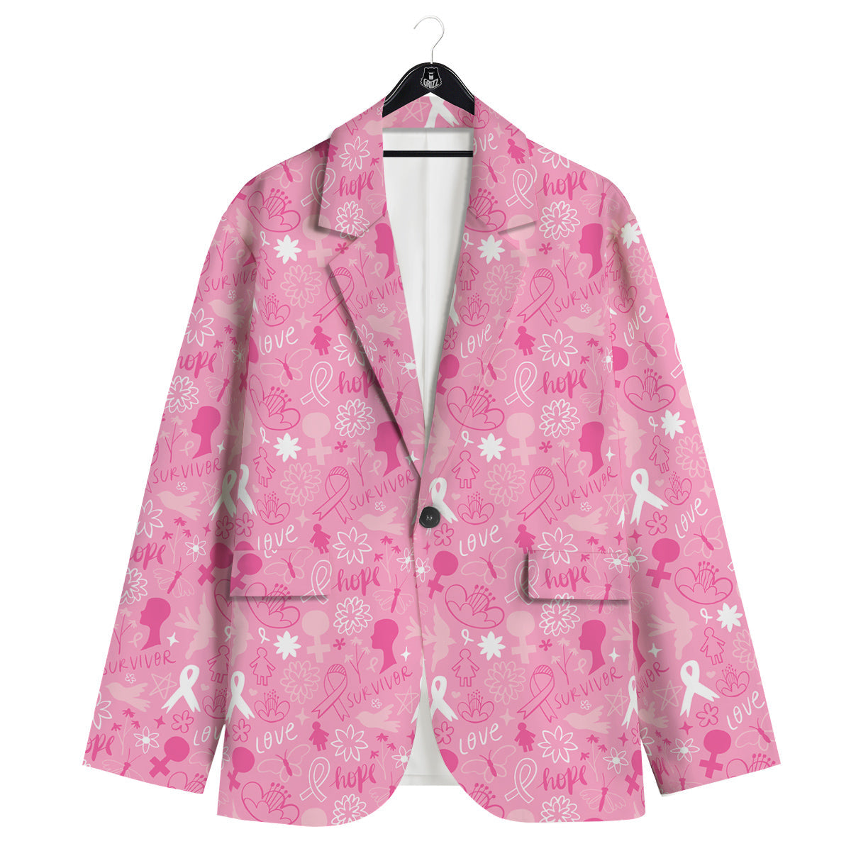 Breast Cancer Cute Pink Print Pattern Cute Men's Sport Coat-grizzshop