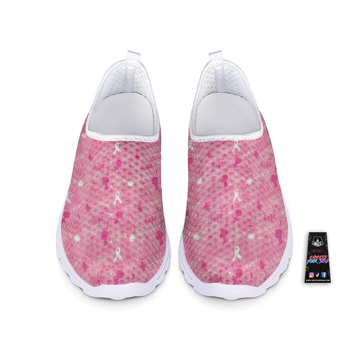 Breast Cancer Cute Pink Print Pattern Cute Nurse Shoes-grizzshop