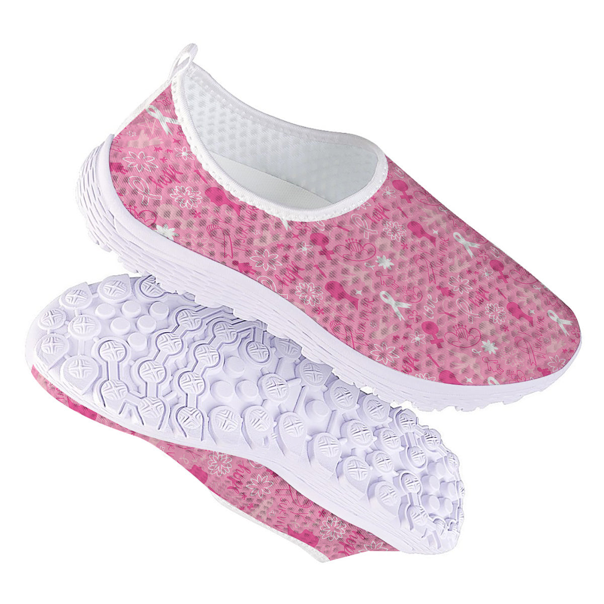 Breast Cancer Cute Pink Print Pattern Cute Nurse Shoes-grizzshop