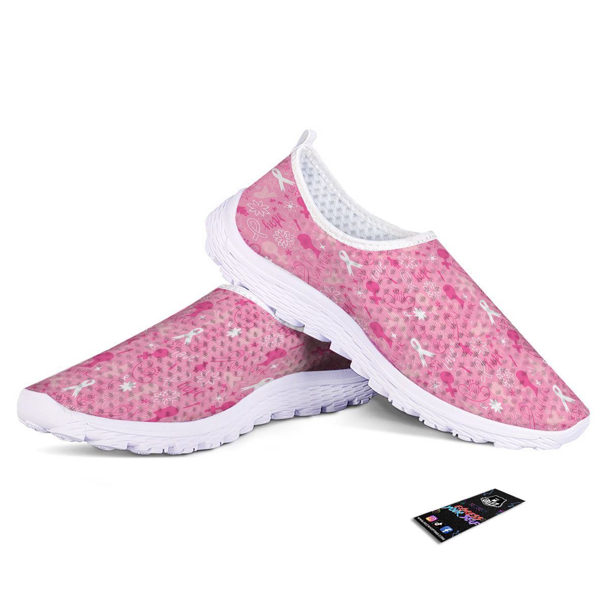 Breast Cancer Cute Pink Print Pattern Cute Nurse Shoes-grizzshop
