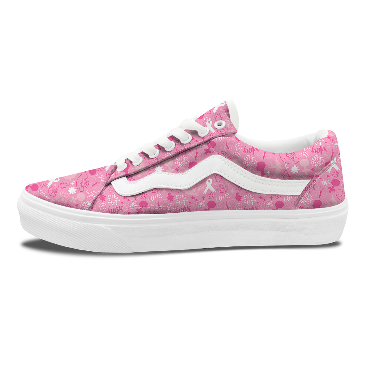 Breast Cancer Cute Pink Print Pattern Cute Skate Shoes-grizzshop