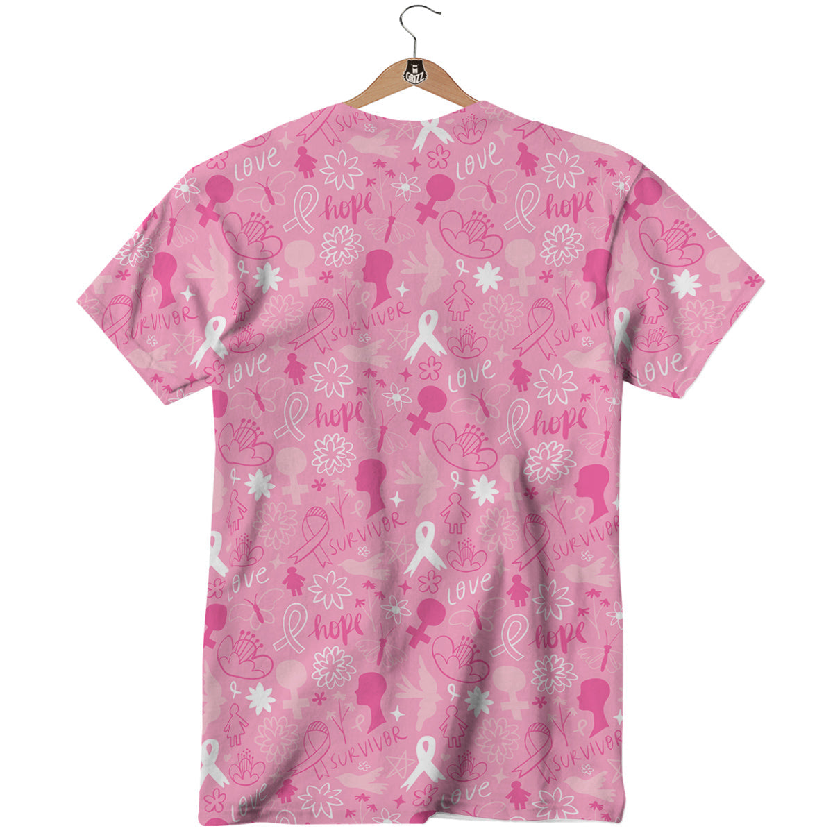 Breast Cancer Cute Pink Print Pattern Cute T-Shirt-grizzshop