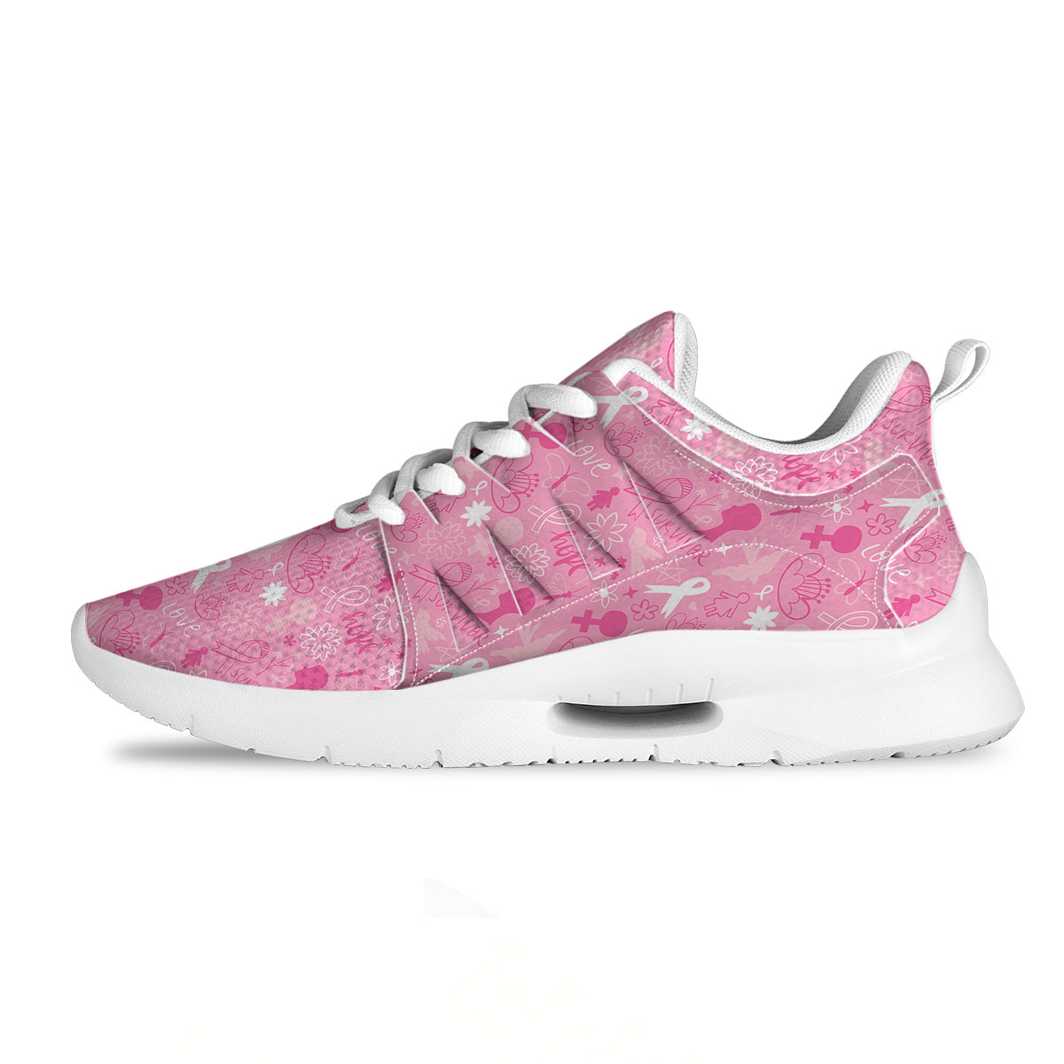 Breast Cancer Cute Pink Print Pattern Cute Tennis Shoes-grizzshop