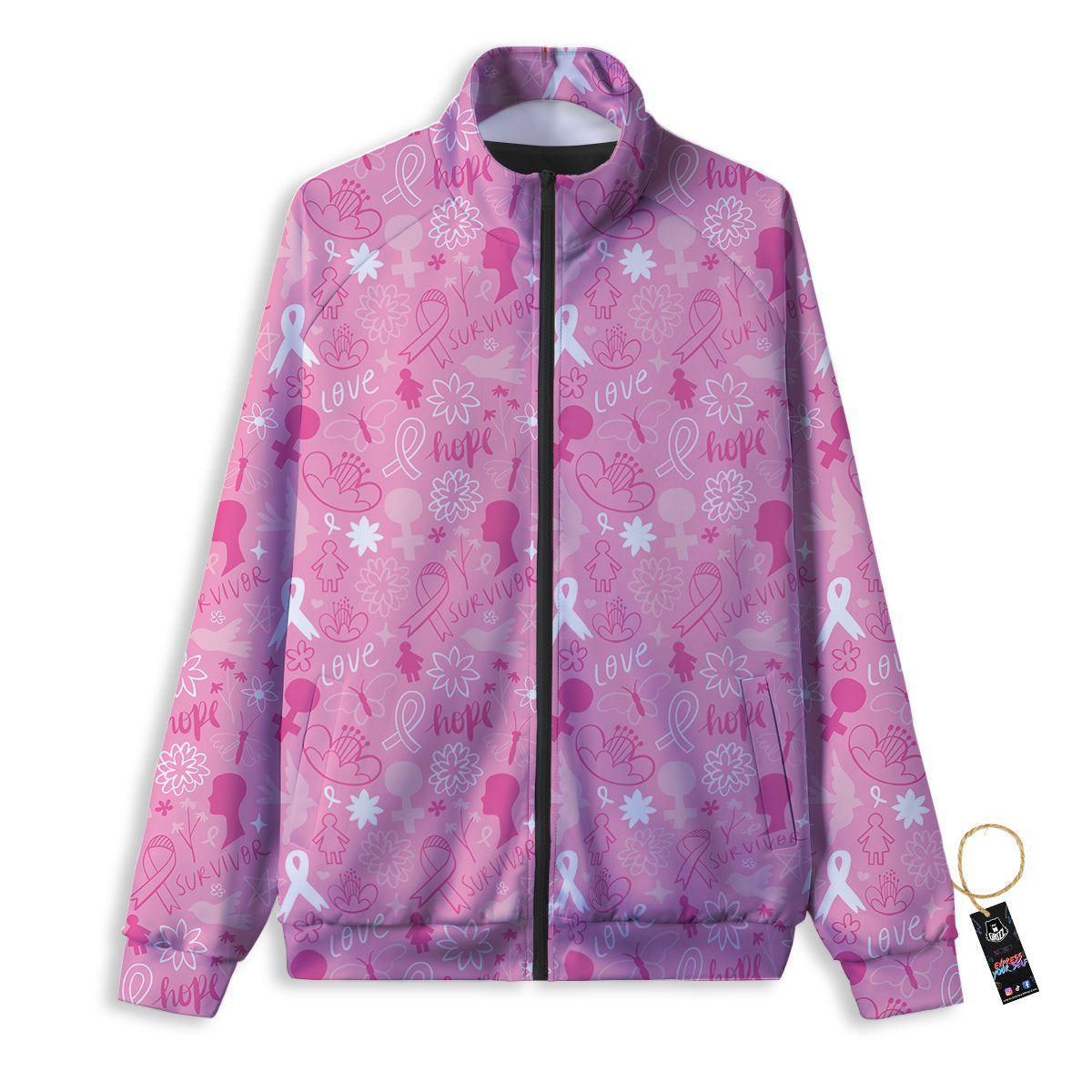 Breast Cancer Cute Pink Print Pattern Cute Track Jacket-grizzshop