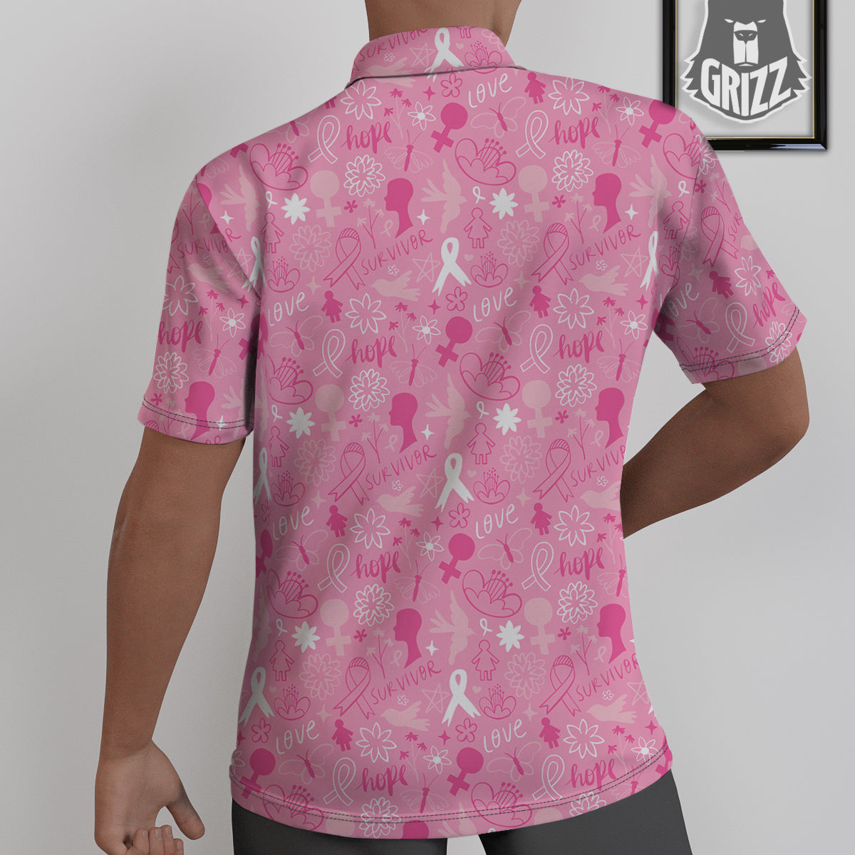 Breast Cancer Cute Pink Print Pattern Cute Untucked Shirts-grizzshop