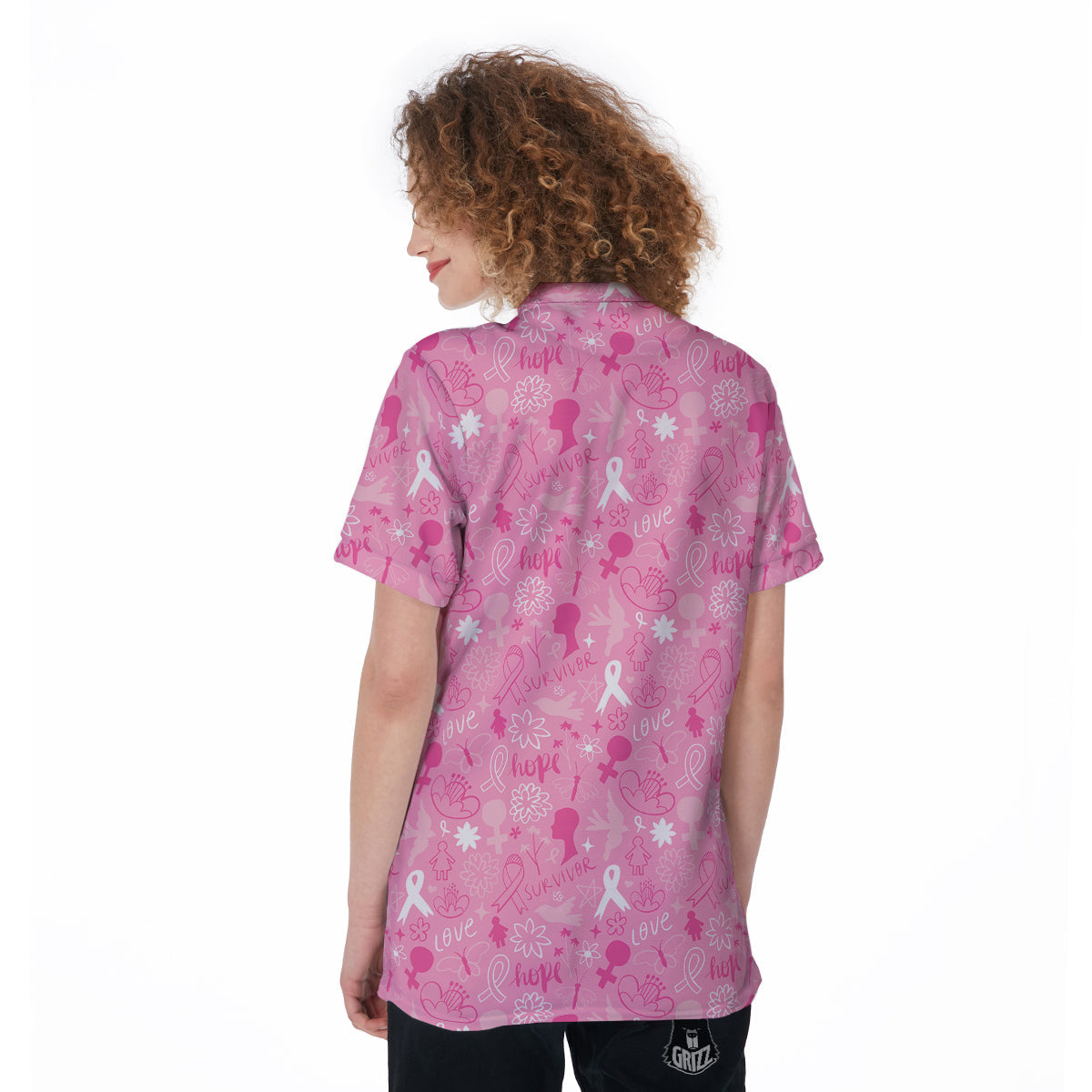 Breast Cancer Cute Pink Print Pattern Cute Women's Golf Shirts-grizzshop