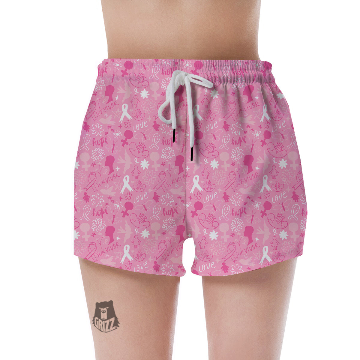 Breast Cancer Cute Pink Print Pattern Cute Women's Shorts-grizzshop