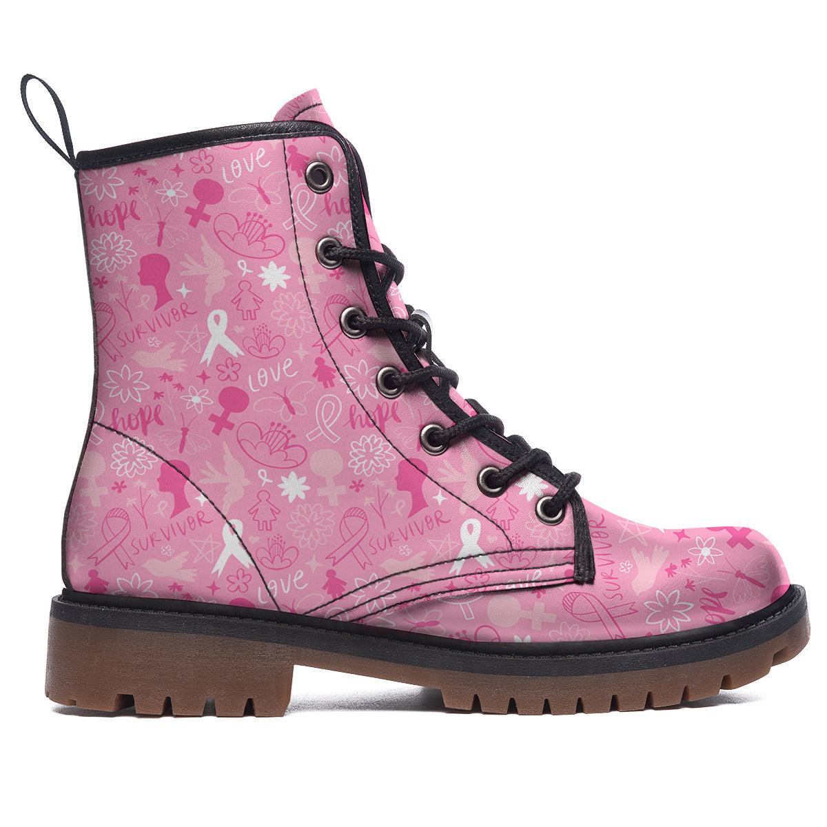 Breast Cancer Cute Pink Print Pattern Cute Work Boots-grizzshop