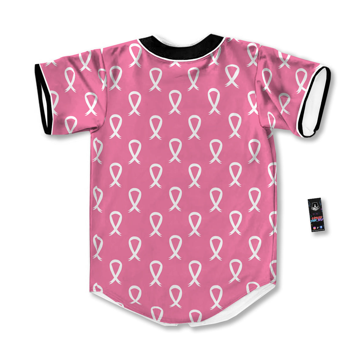 Breast Cancer Pink And White Print Pattern Baseball Jersey-grizzshop