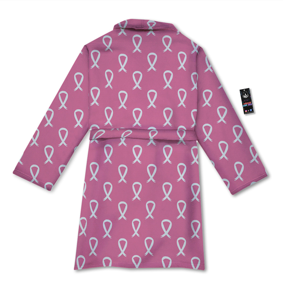 Breast Cancer Pink And White Print Pattern Bathrobe-grizzshop
