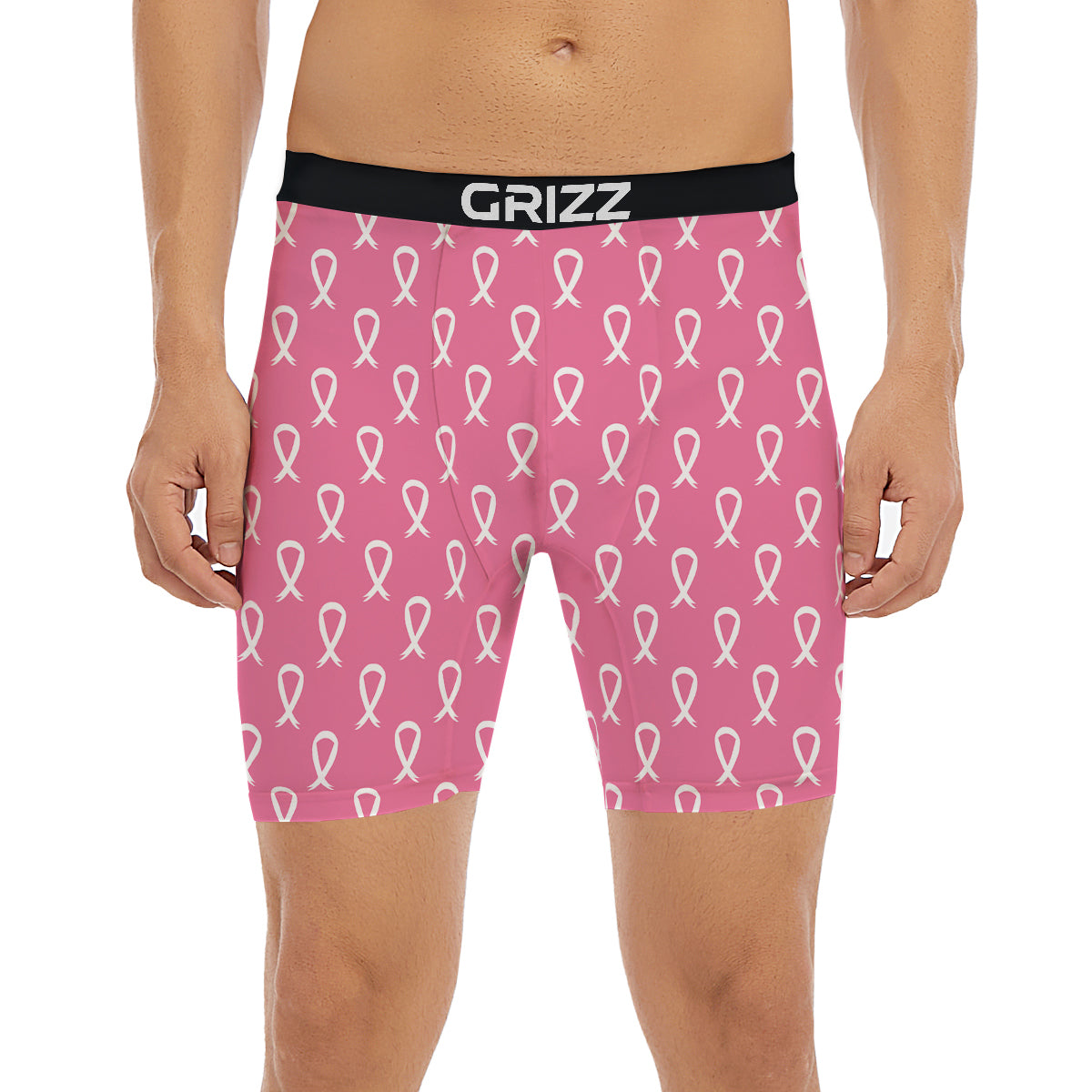 Breast Cancer Pink And White Print Pattern Boxer Briefs-grizzshop