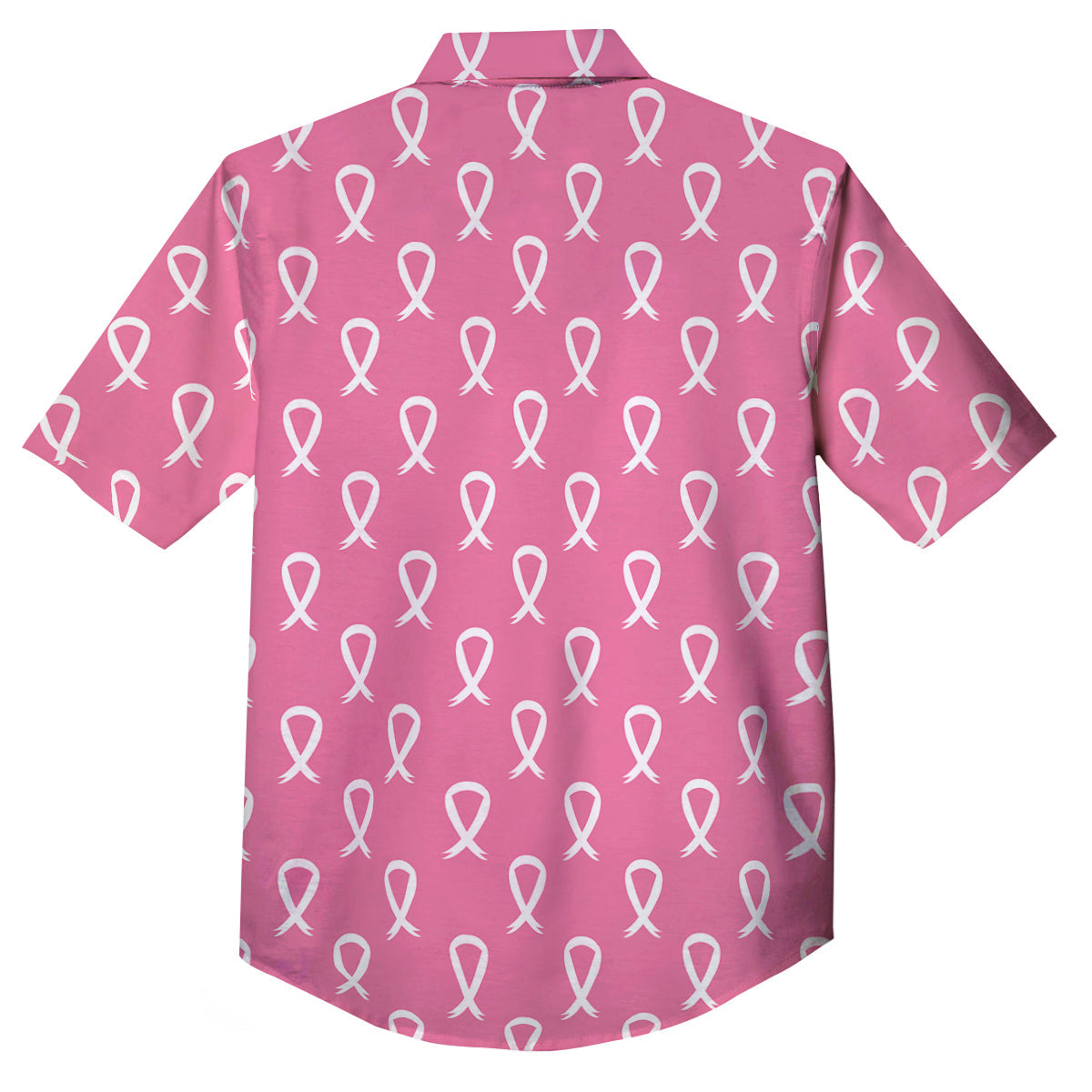 Breast Cancer Pink And White Print Pattern Button Up Shirt-grizzshop