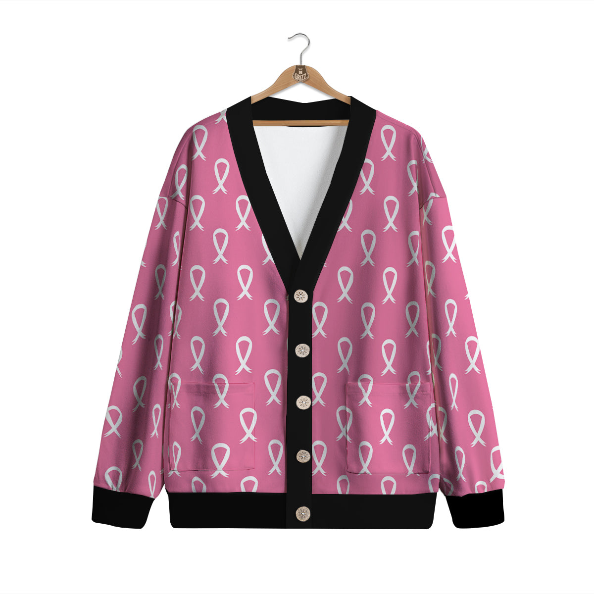 Breast Cancer Pink And White Print Pattern Cardigan-grizzshop
