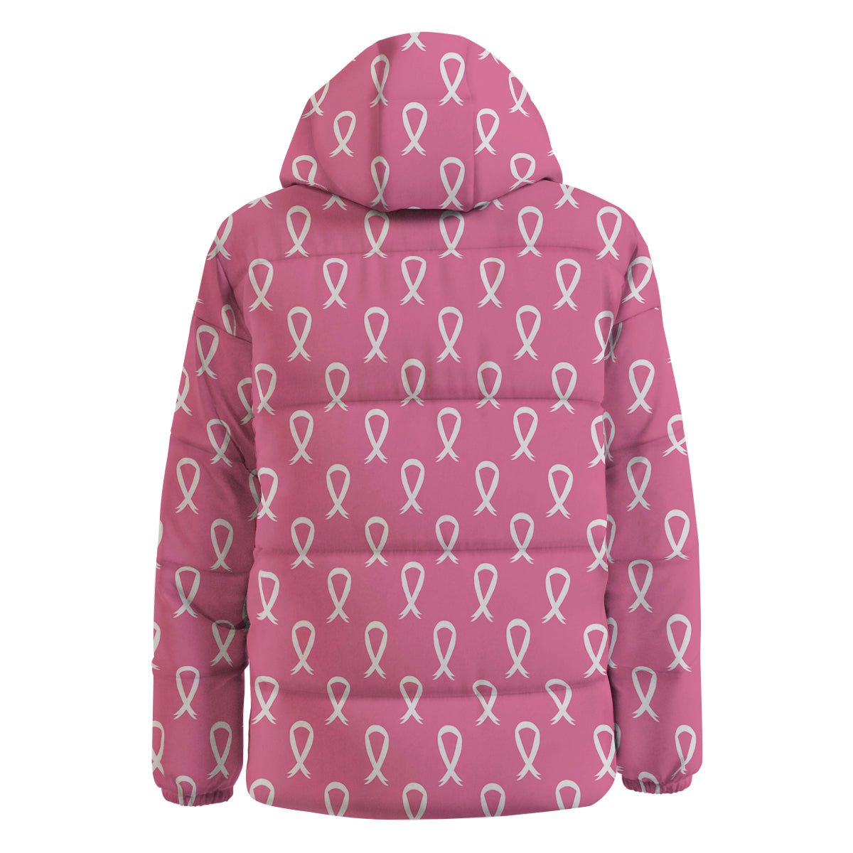 Breast Cancer Pink And White Print Pattern Down Jacket-grizzshop