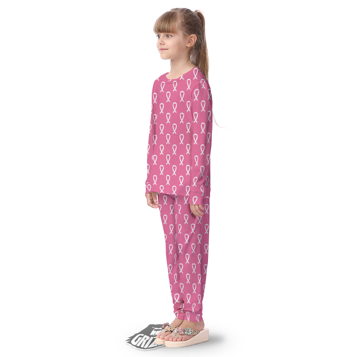 Breast Cancer Pink And White Print Pattern Kid's Pajamas-grizzshop