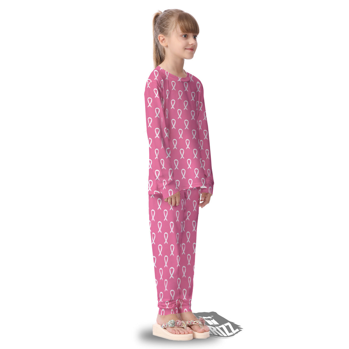 Breast Cancer Pink And White Print Pattern Kid's Pajamas-grizzshop