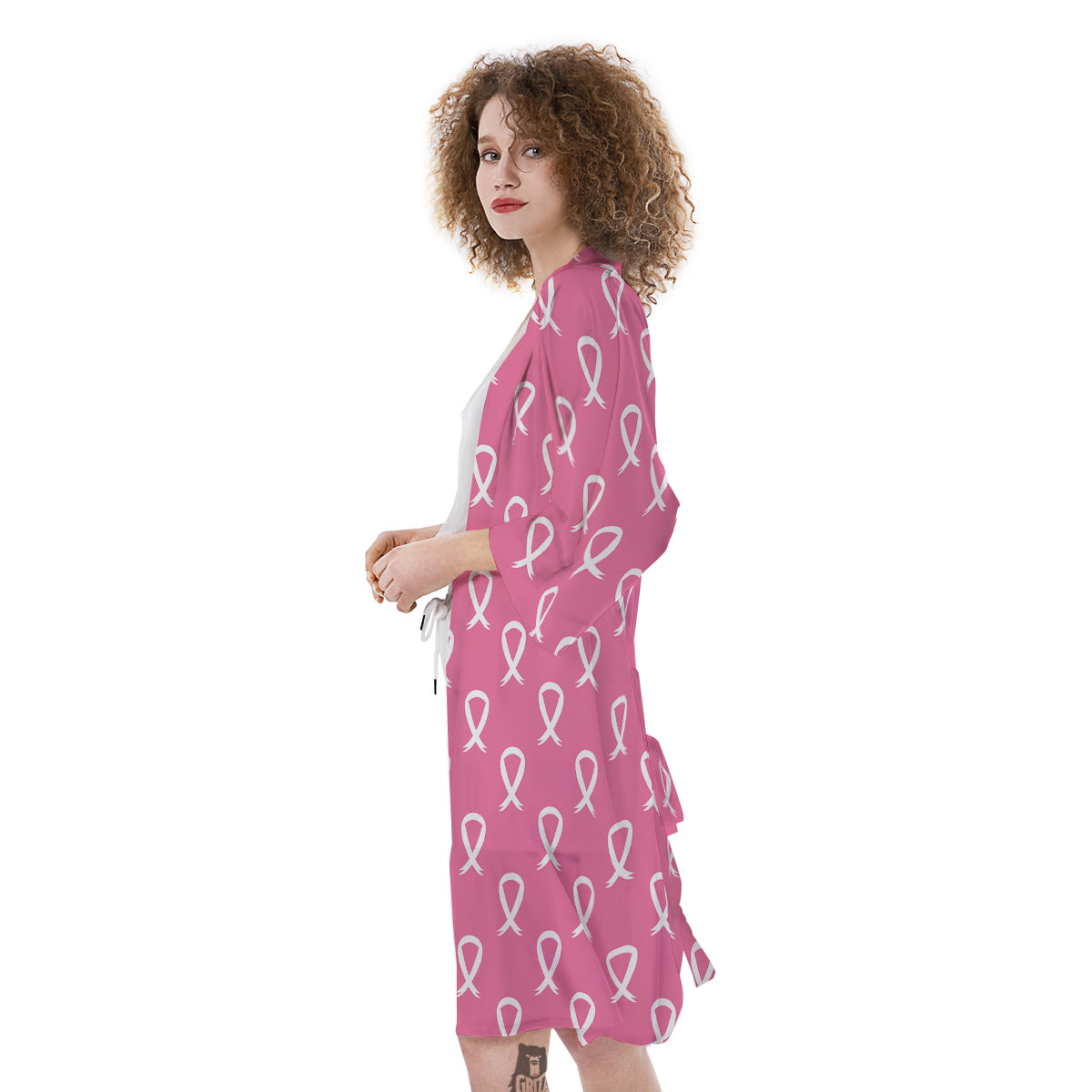 Breast Cancer Pink And White Print Pattern Kimono-grizzshop