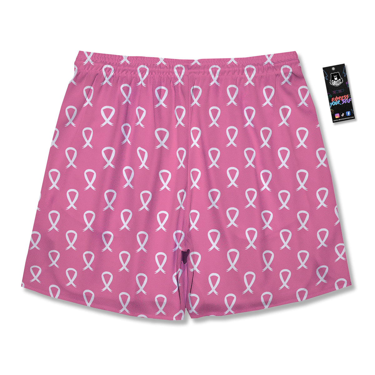 Breast Cancer Pink And White Print Pattern Men's Running Shorts-grizzshop