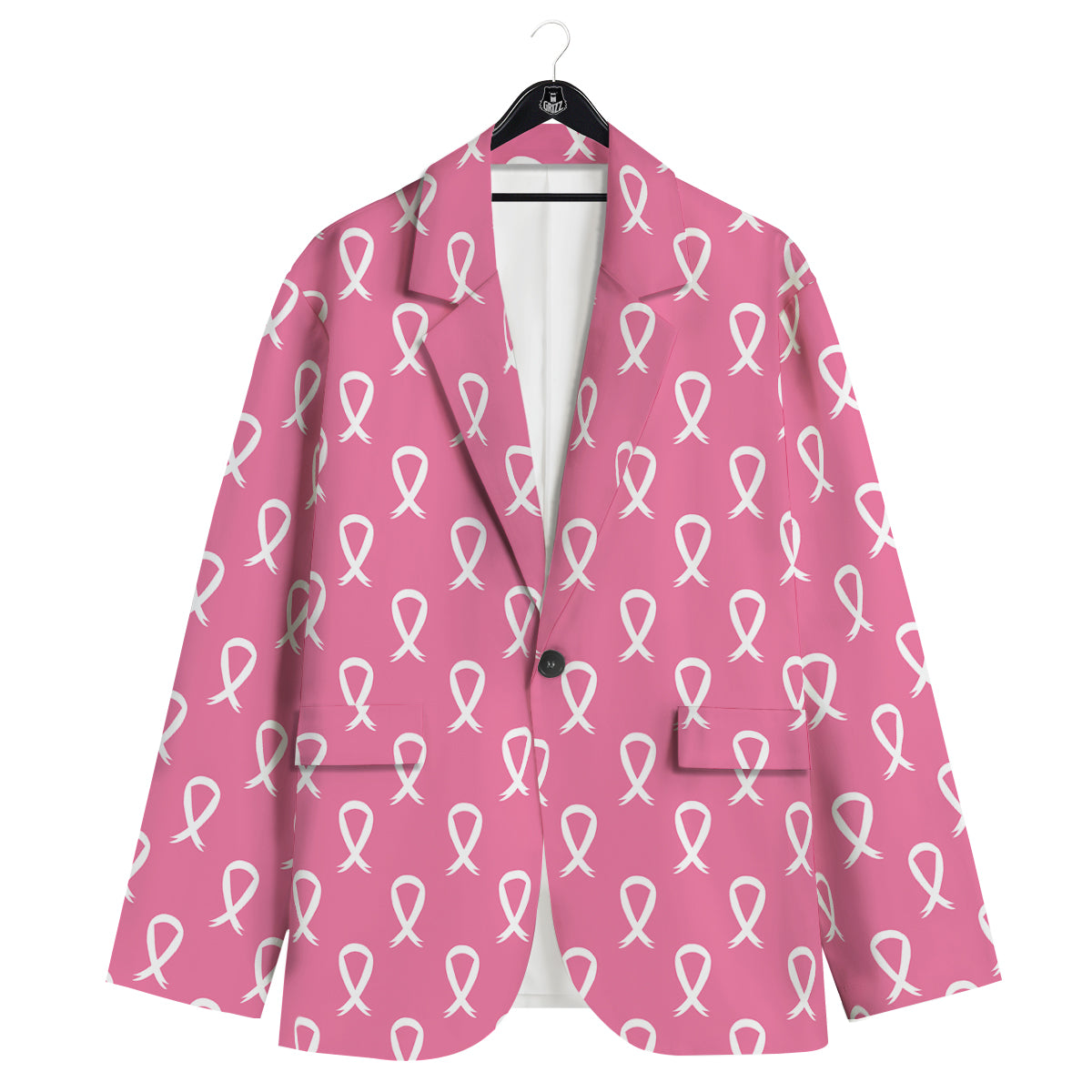 Breast Cancer Pink And White Print Pattern Men's Sport Coat-grizzshop