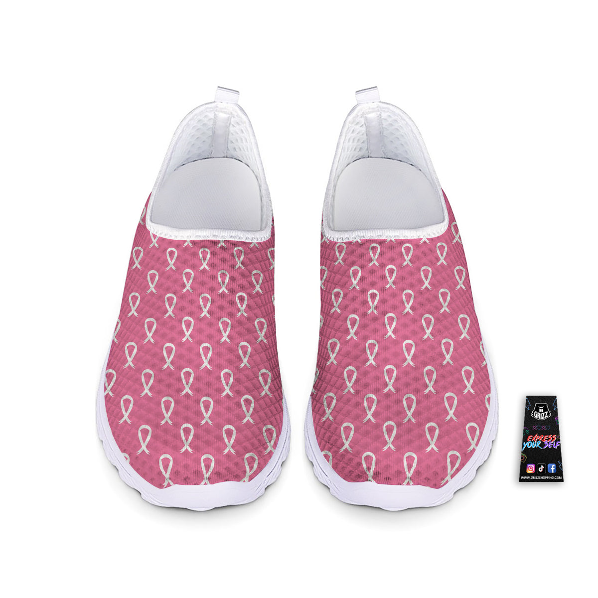 Breast Cancer Pink And White Print Pattern Nurse Shoes-grizzshop