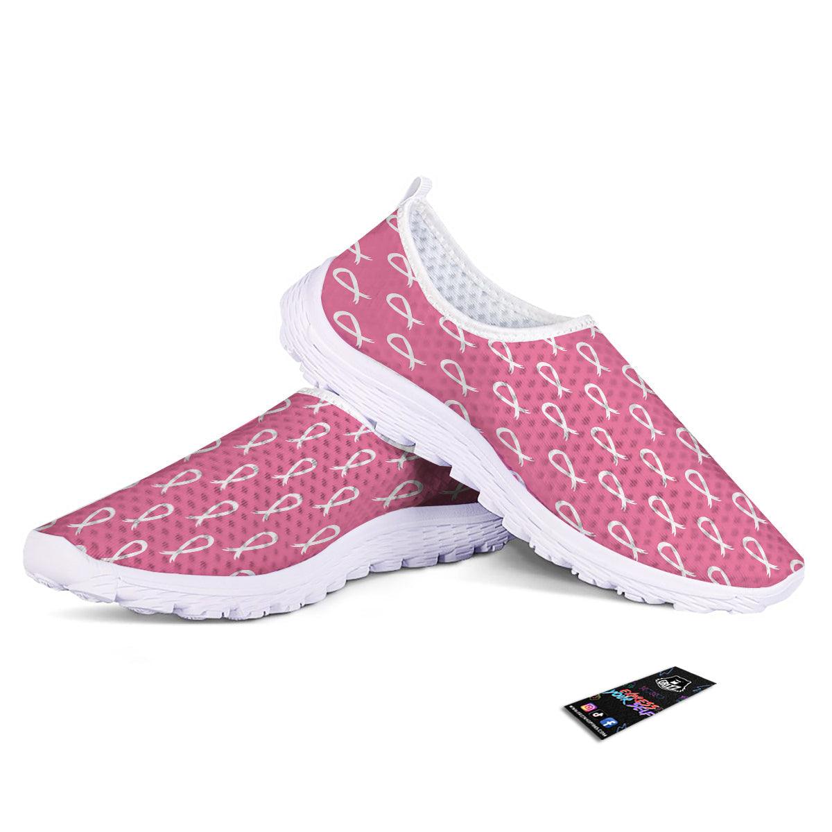 Breast Cancer Pink And White Print Pattern Nurse Shoes-grizzshop