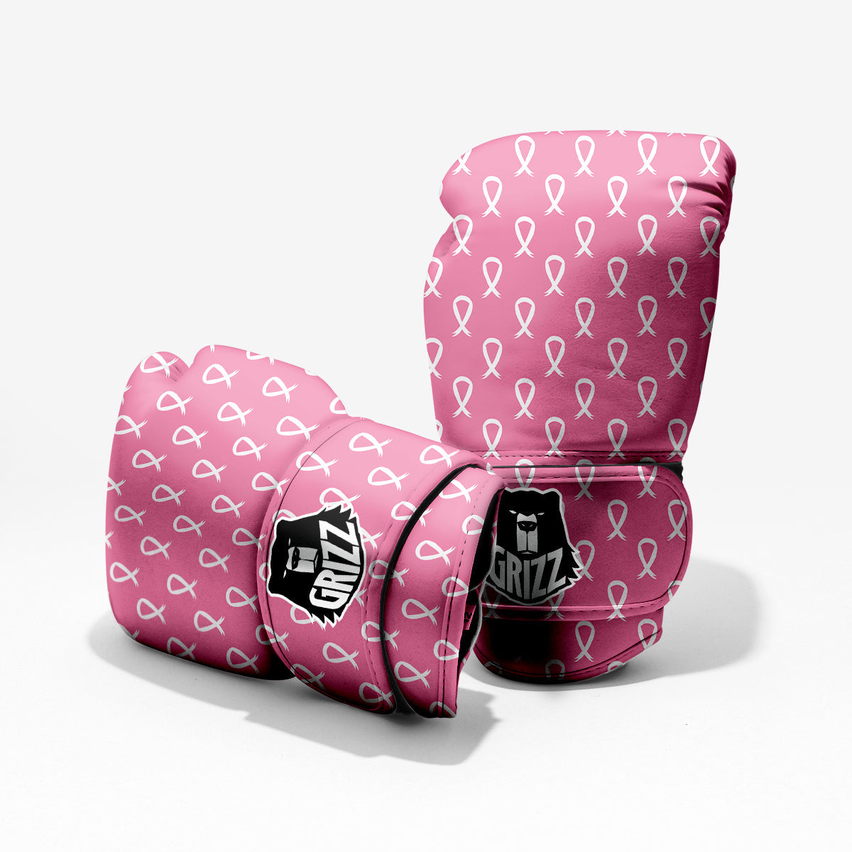 Breast Cancer Pink And White Print Pattern Pro Boxing Glove