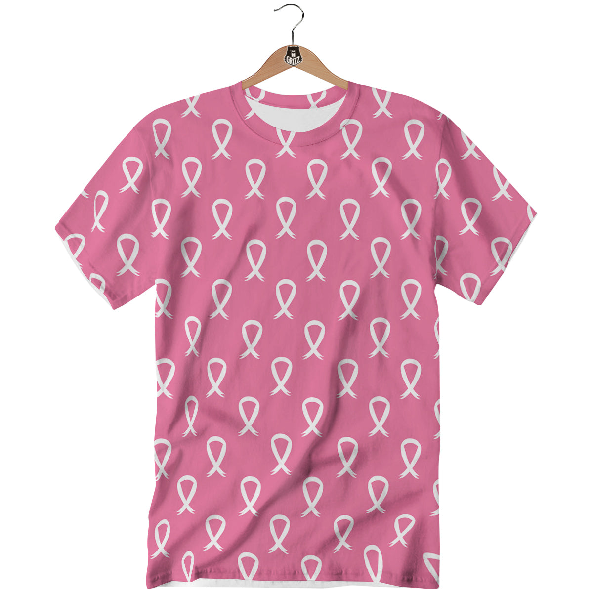 Breast Cancer Pink And White Print Pattern T-Shirt-grizzshop
