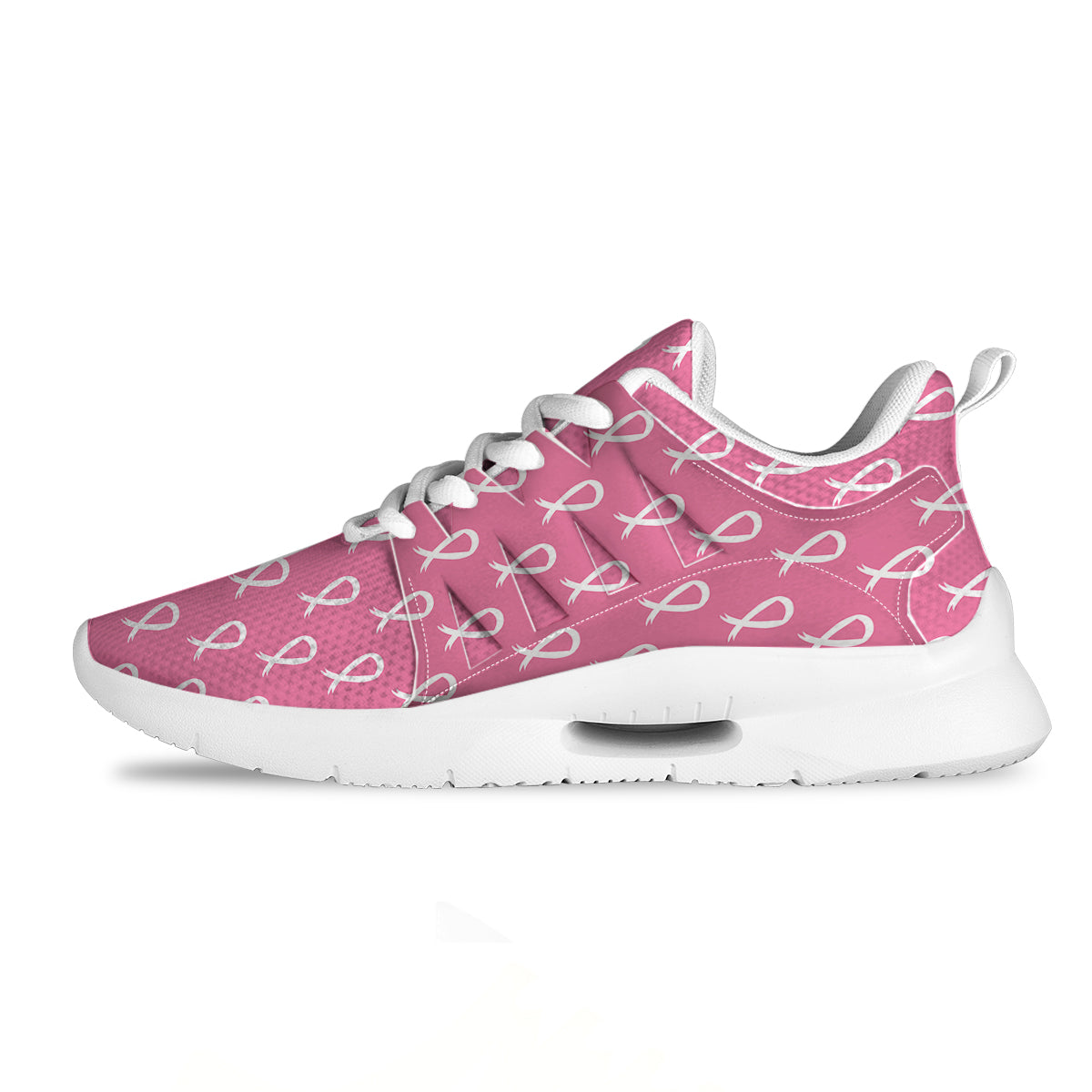 Breast Cancer Pink And White Print Pattern Tennis Shoes-grizzshop