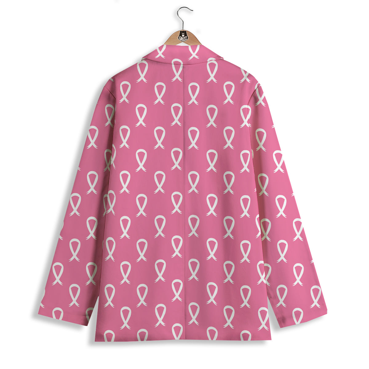 Breast Cancer Pink And White Print Pattern Women's Blazer-grizzshop