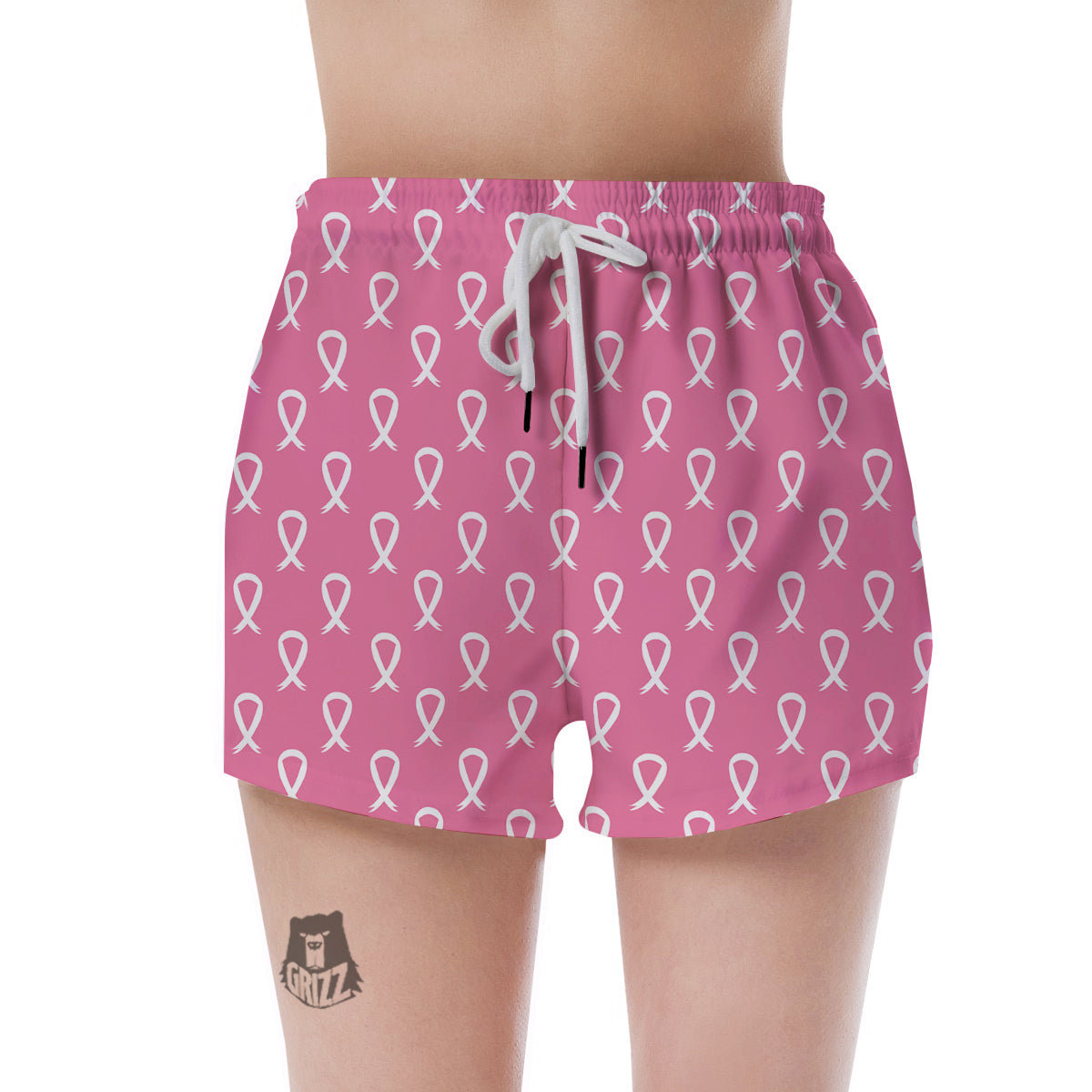 Breast Cancer Pink And White Print Pattern Women's Shorts-grizzshop