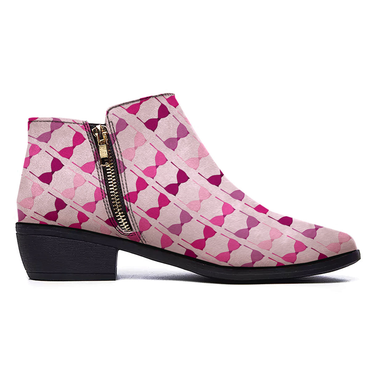Breast Cancer Pink Bra Print Pattern Ankle Boots-grizzshop