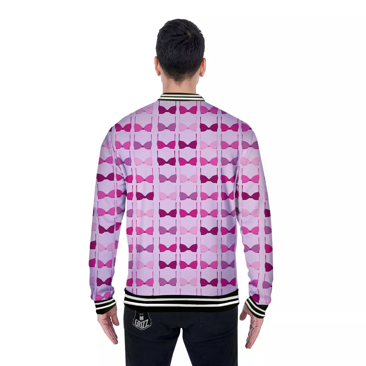 Breast Cancer Pink Bra Print Pattern Baseball Jacket-grizzshop