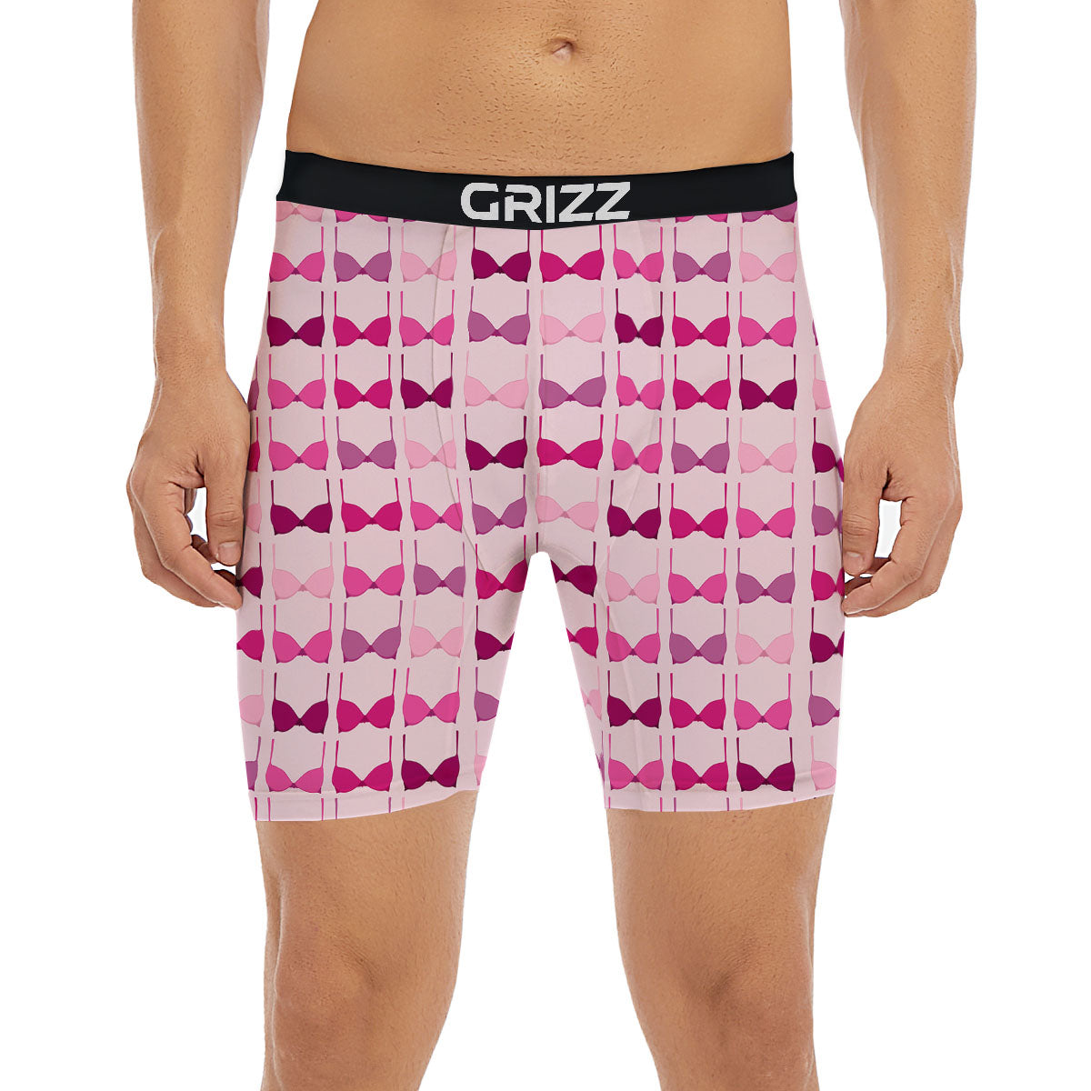 Breast Cancer Pink Bra Print Pattern Boxer Briefs-grizzshop