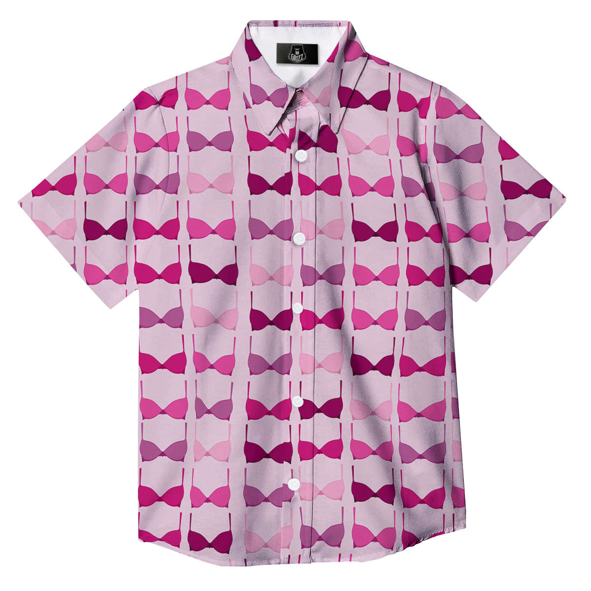 Breast Cancer Pink Bra Print Pattern Button Up Shirt-grizzshop