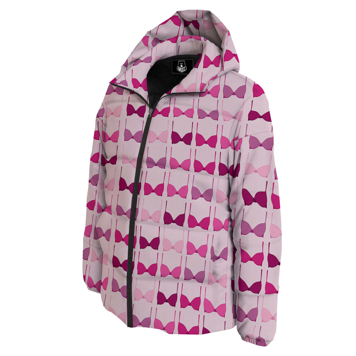 Breast Cancer Pink Bra Print Pattern Down Jacket-grizzshop