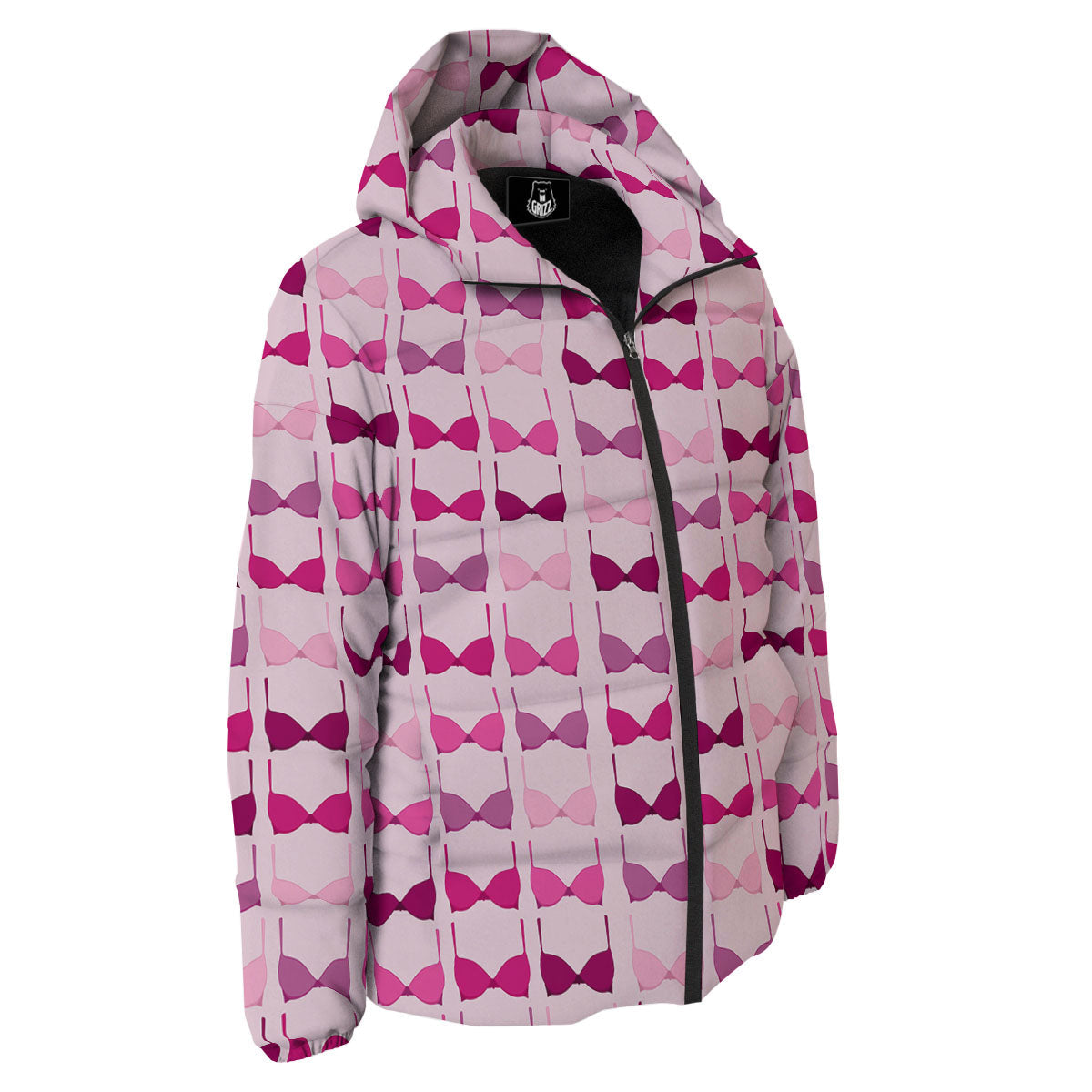 Breast Cancer Pink Bra Print Pattern Down Jacket-grizzshop