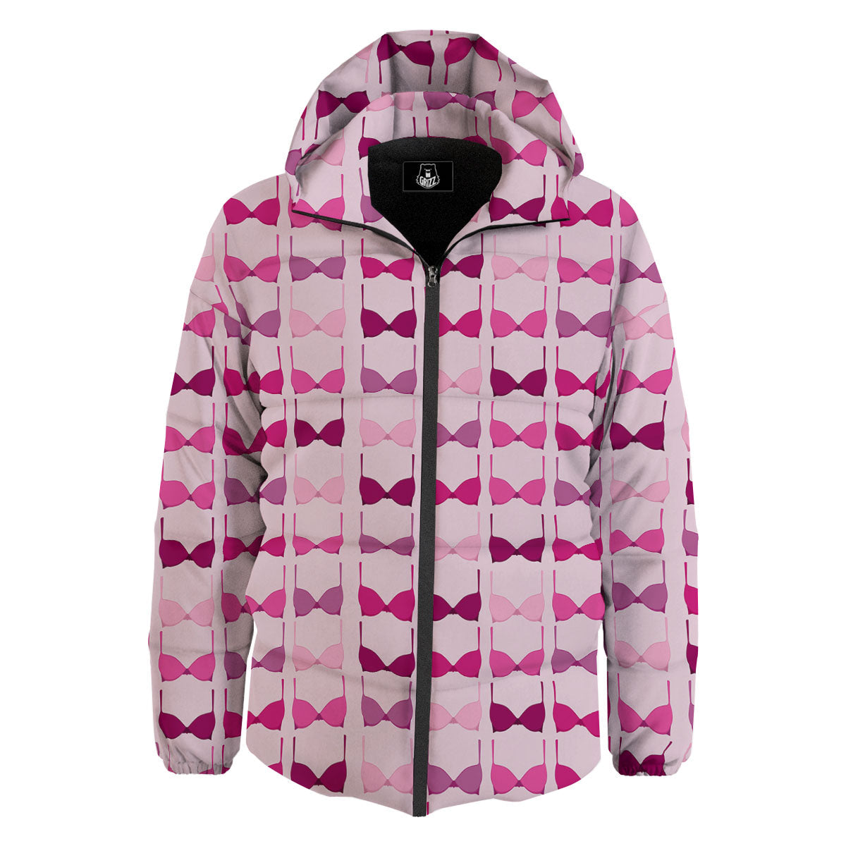 Breast Cancer Pink Bra Print Pattern Down Jacket-grizzshop