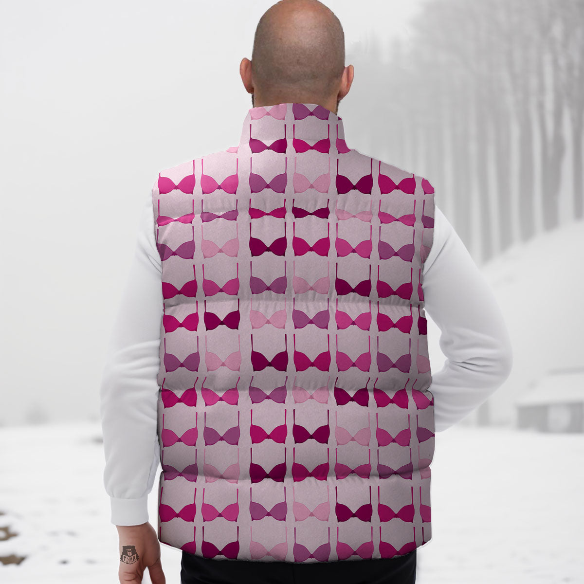 Breast Cancer Pink Bra Print Pattern Down Vest