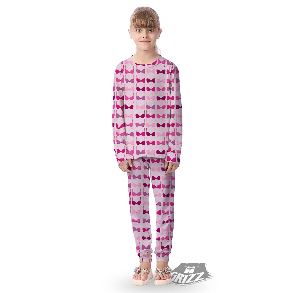 Breast Cancer Pink Bra Print Pattern Kid's Pajamas-grizzshop