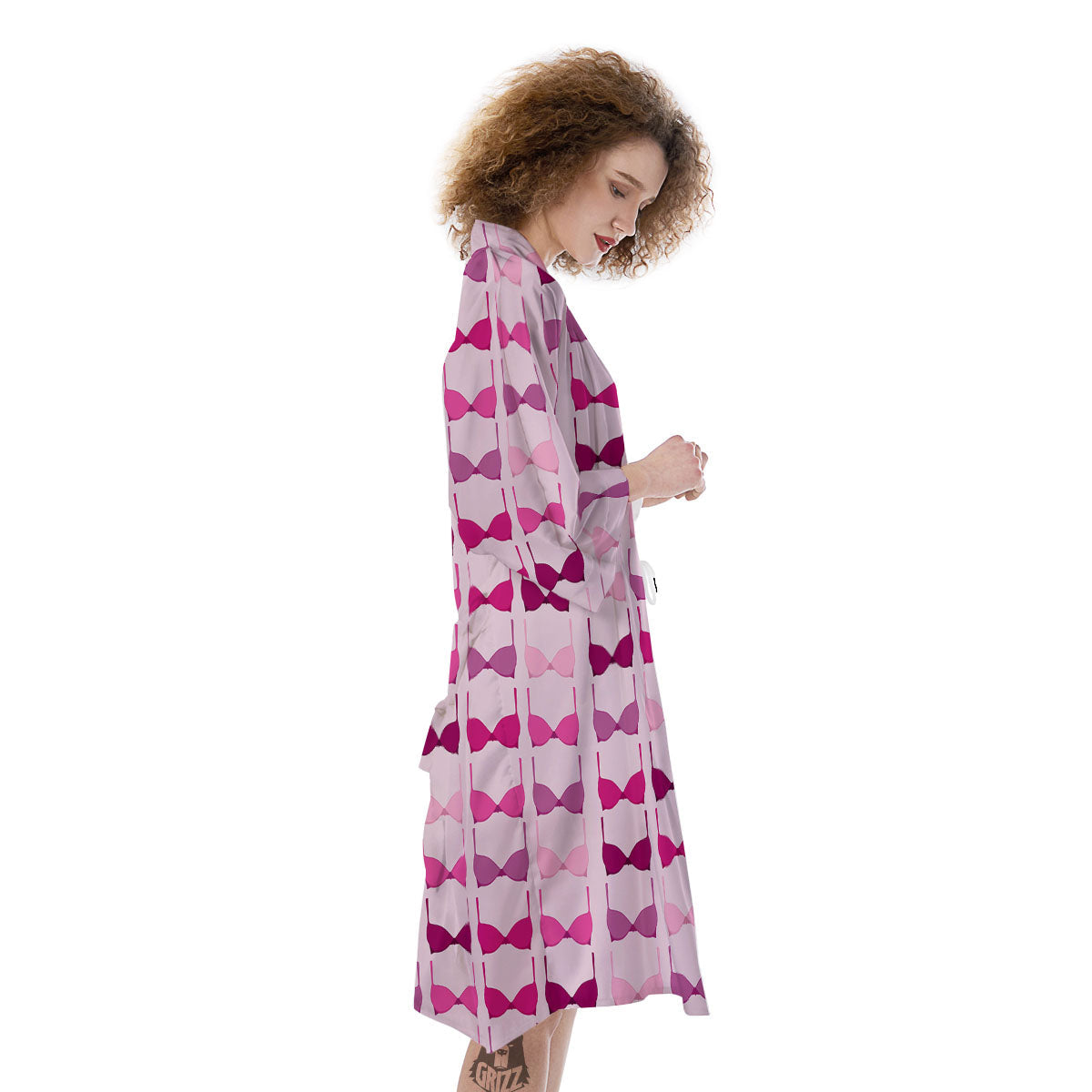 Breast Cancer Pink Bra Print Pattern Kimono-grizzshop