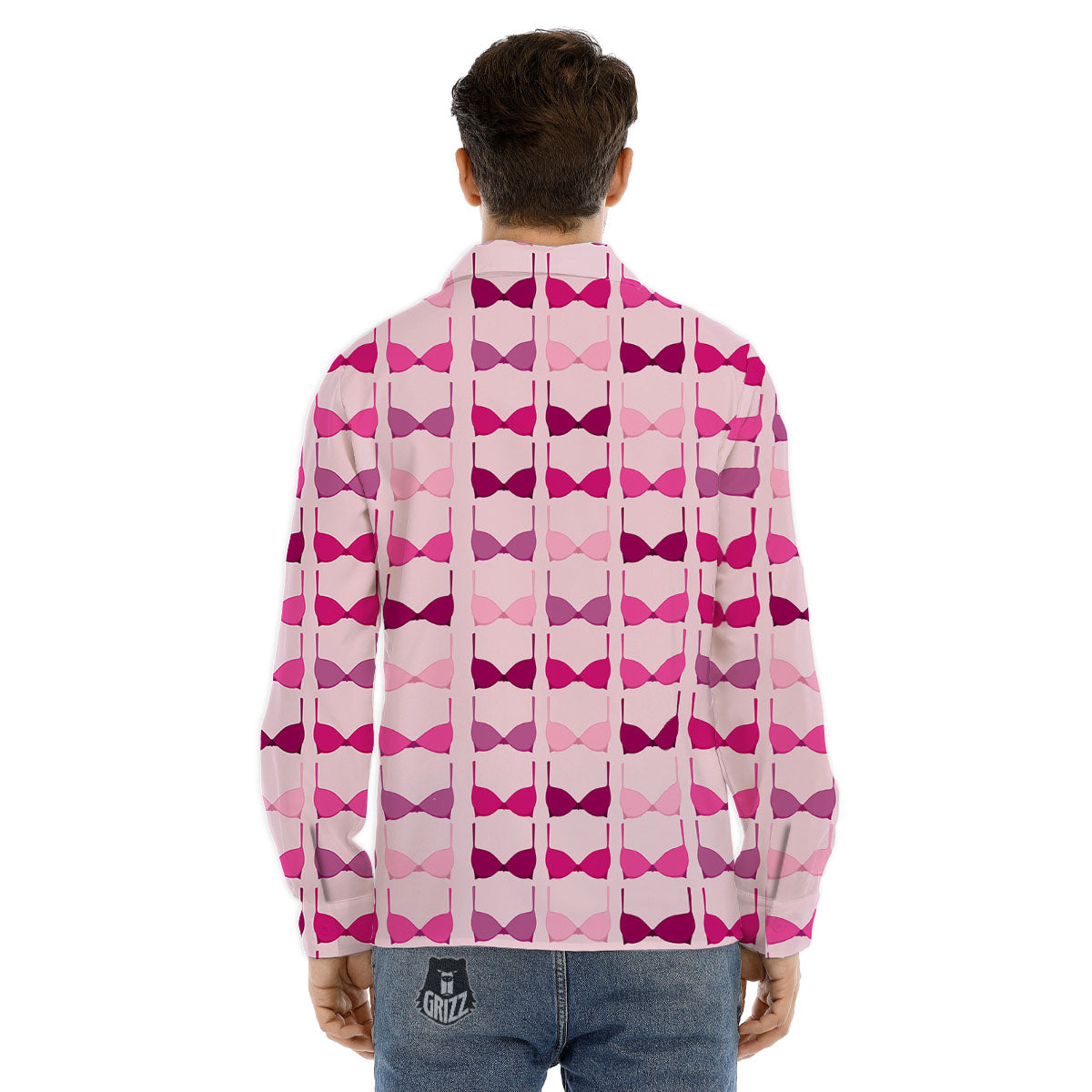 Breast Cancer Pink Bra Print Pattern Men's Dress Shirts-grizzshop