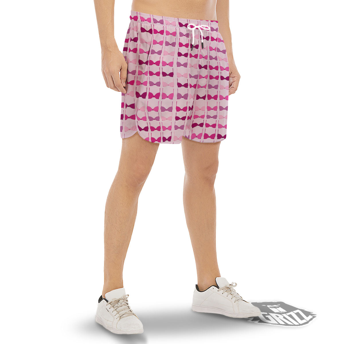 Breast Cancer Pink Bra Print Pattern Men's Gym Shorts-grizzshop